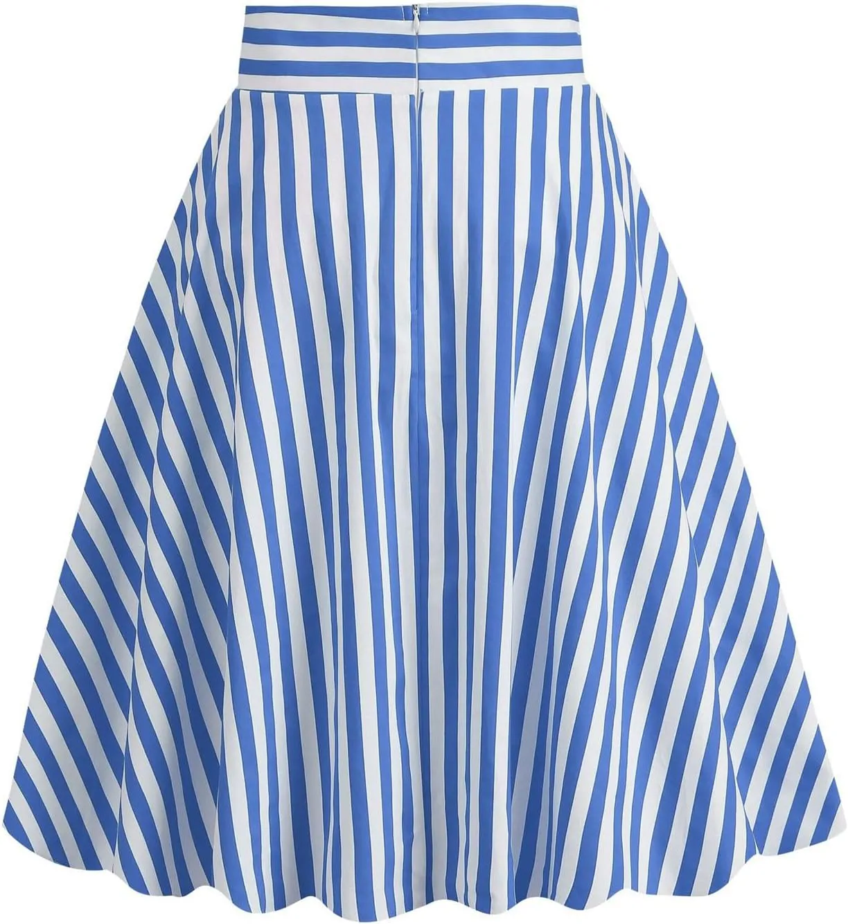 1950s Skirts for Women Vintage Striped Midi Skirt High Waist A-Line Flared Skirt Office Knee Length Stripes Skirts