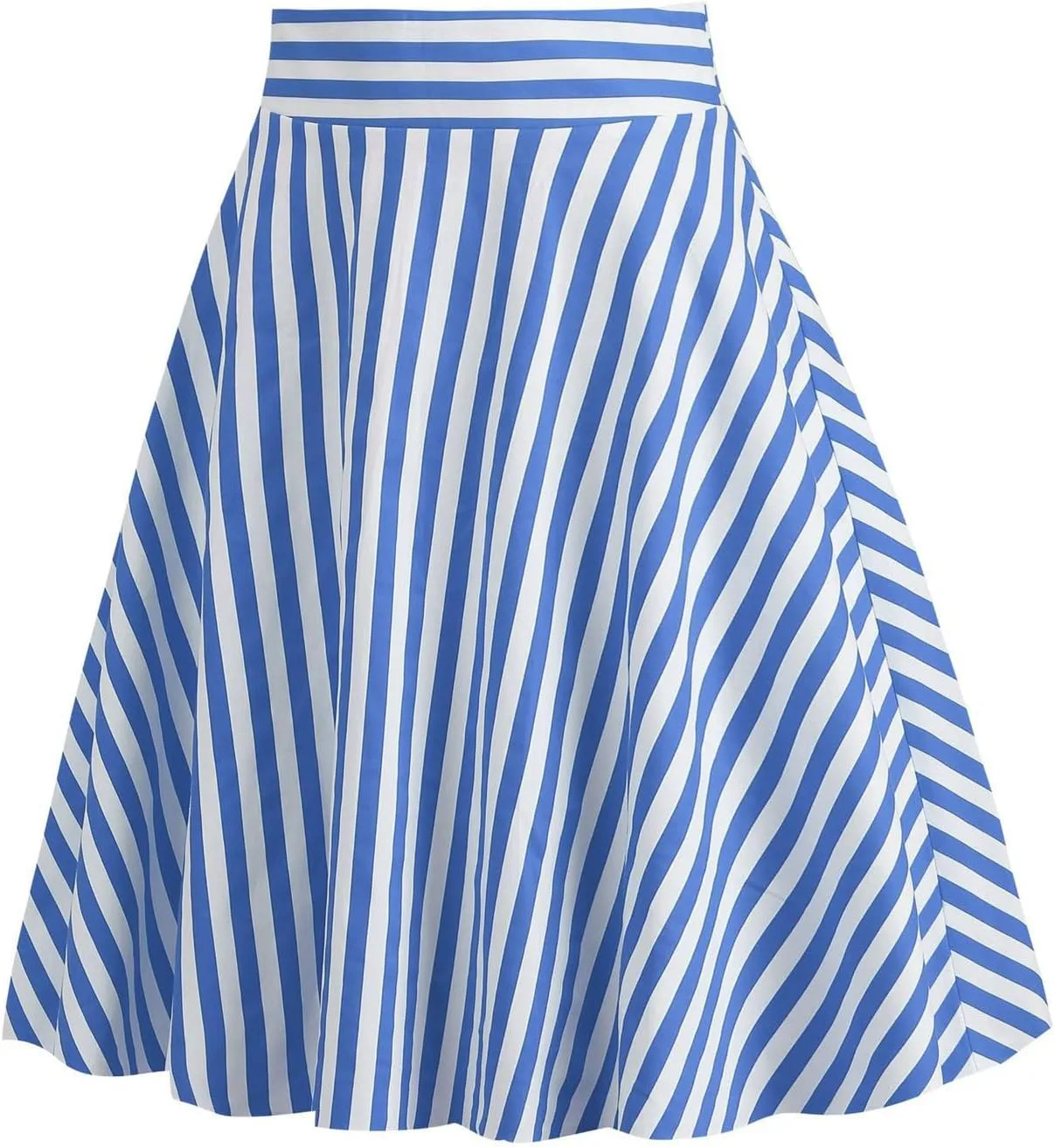 1950s Skirts for Women Vintage Striped Midi Skirt High Waist A-Line Flared Skirt Office Knee Length Stripes Skirts