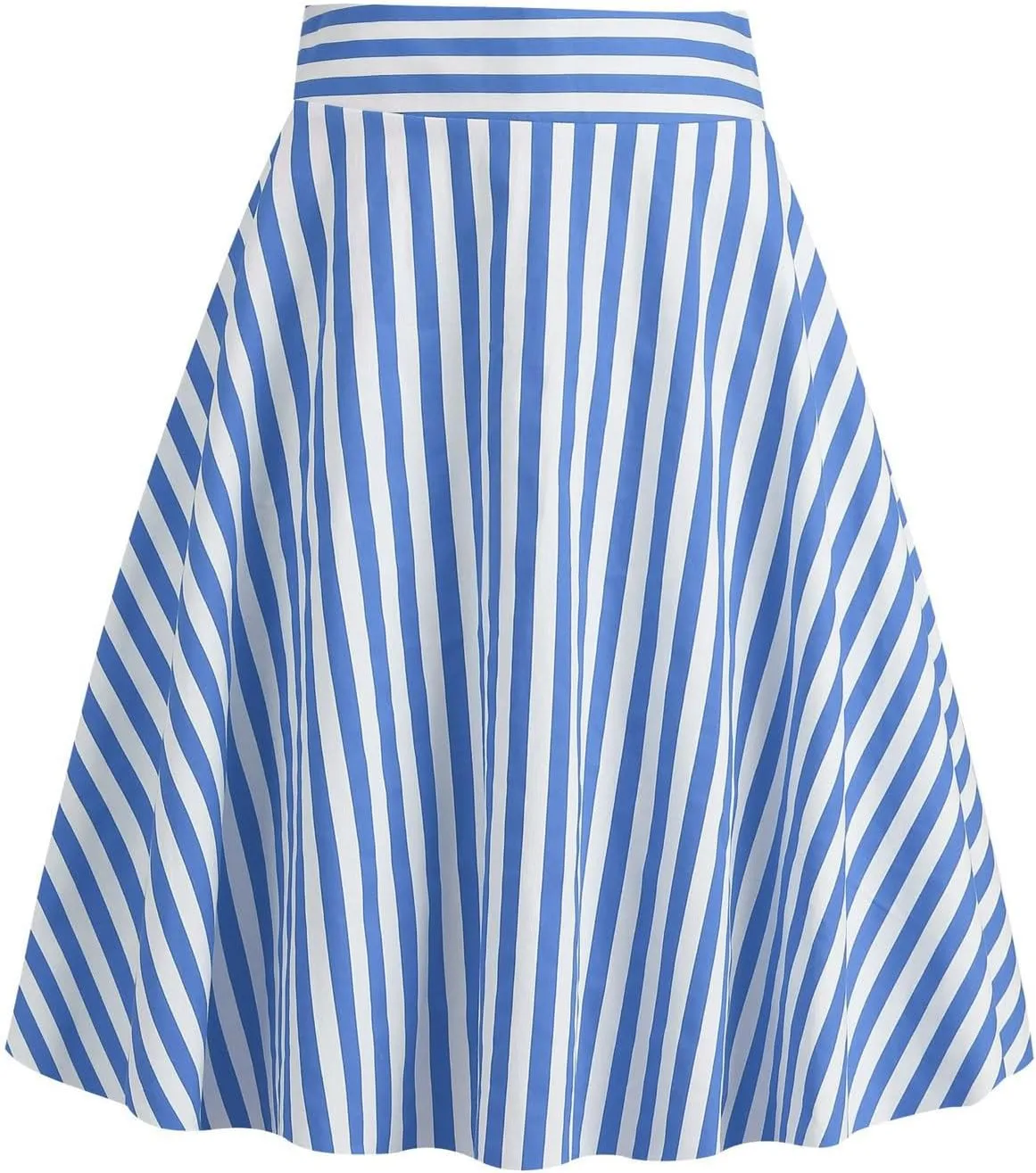 1950s Skirts for Women Vintage Striped Midi Skirt High Waist A-Line Flared Skirt Office Knee Length Stripes Skirts