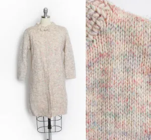 1960s Sweater Coat Beige Wool Knit Jacket M / S