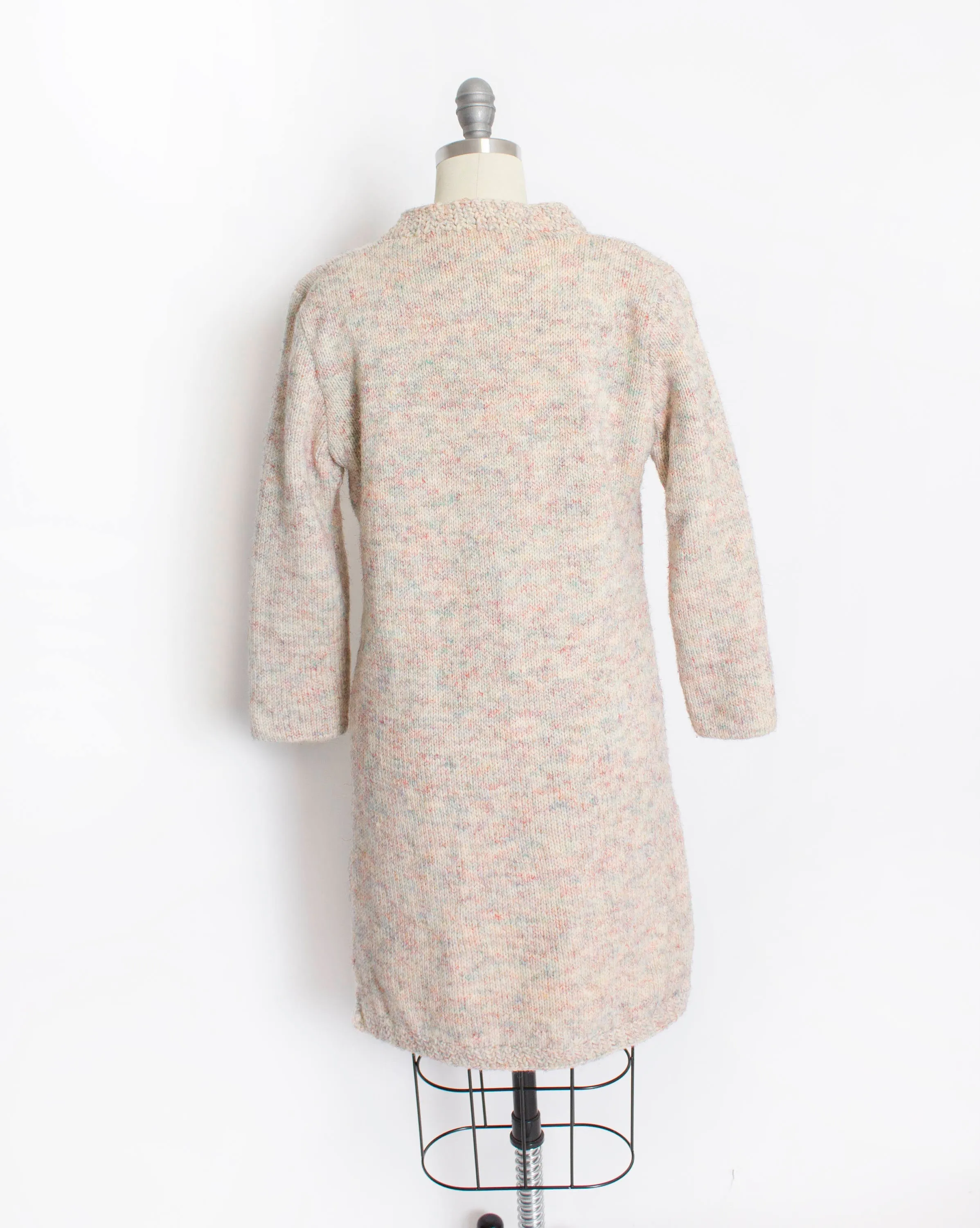 1960s Sweater Coat Beige Wool Knit Jacket M / S