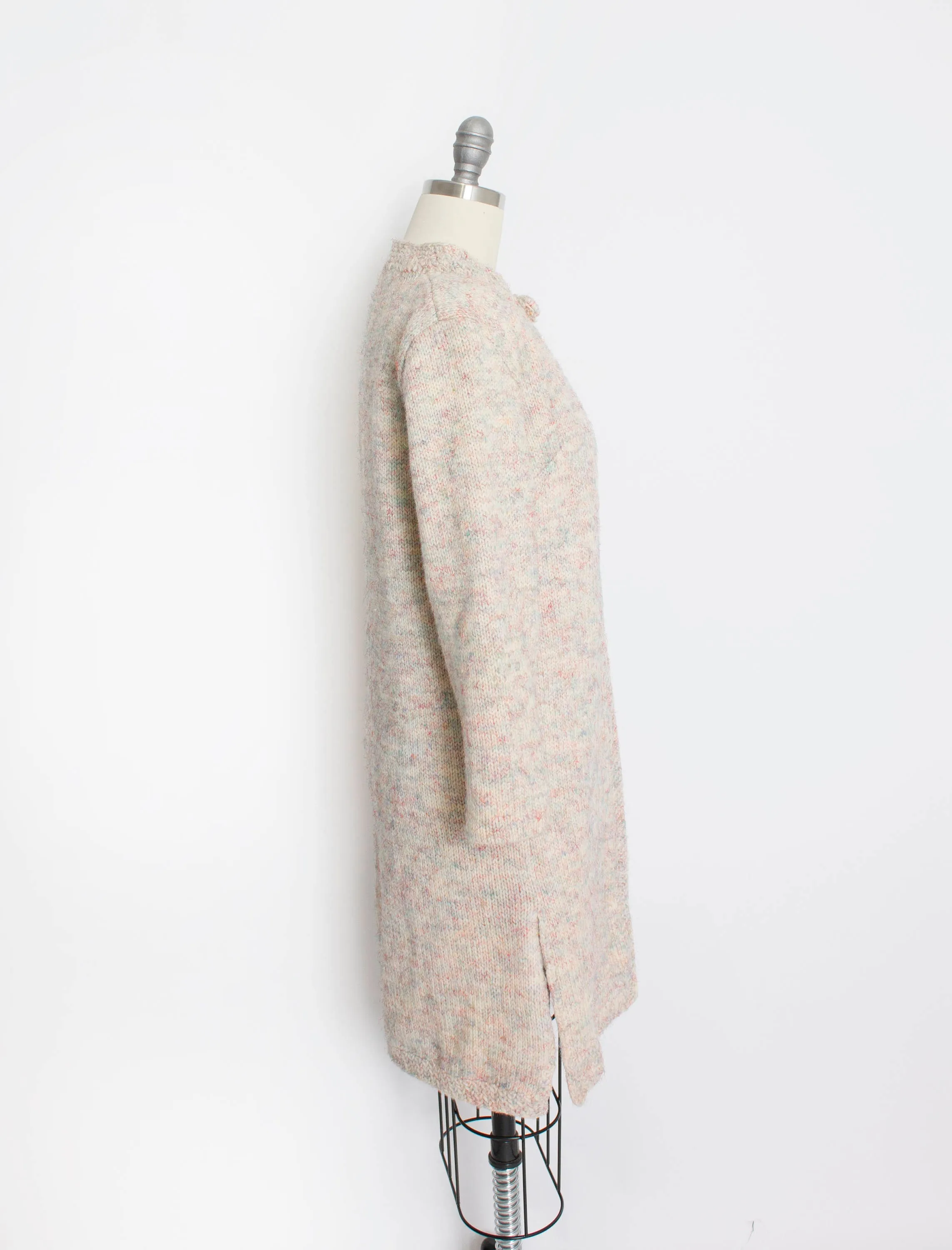 1960s Sweater Coat Beige Wool Knit Jacket M / S