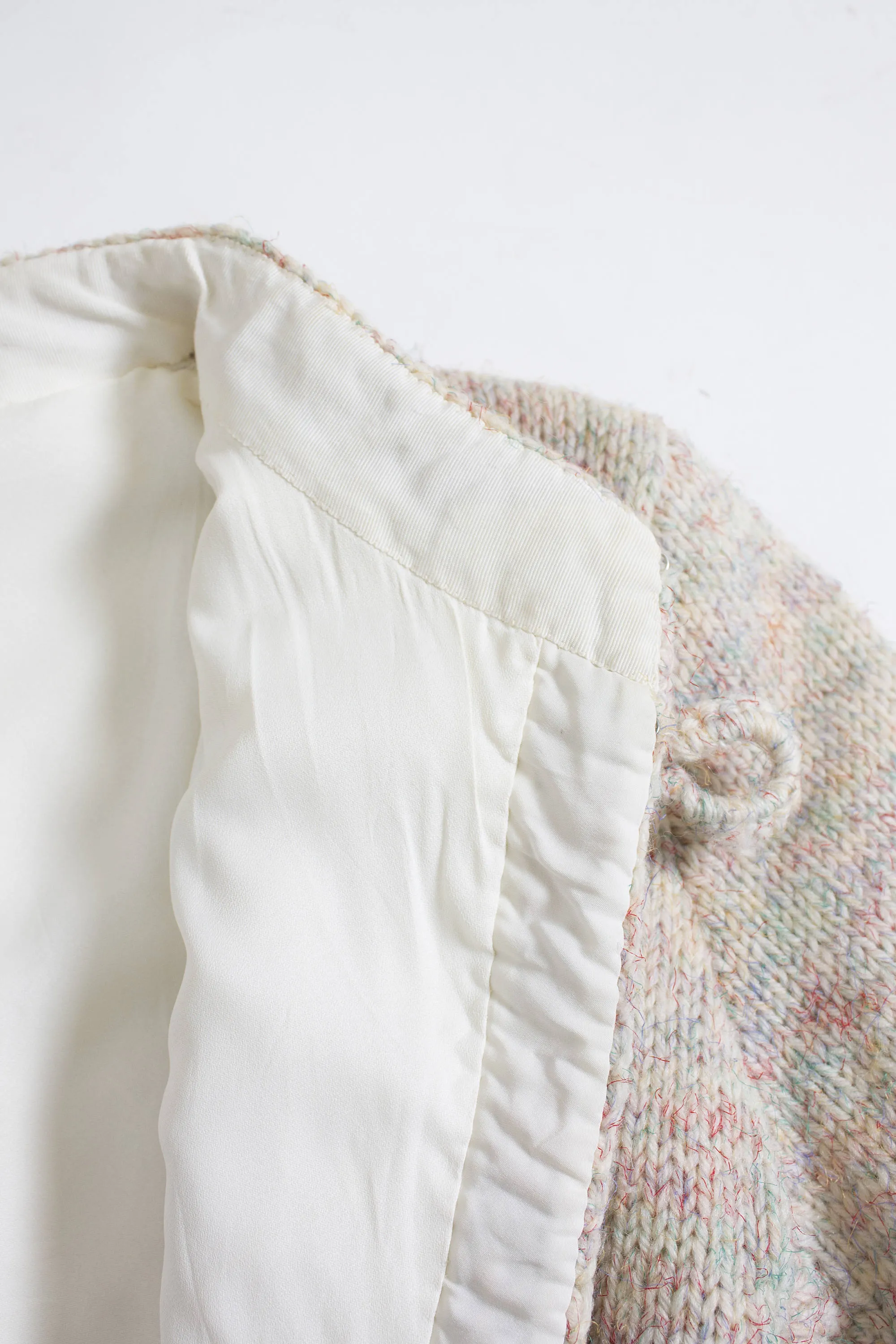 1960s Sweater Coat Beige Wool Knit Jacket M / S