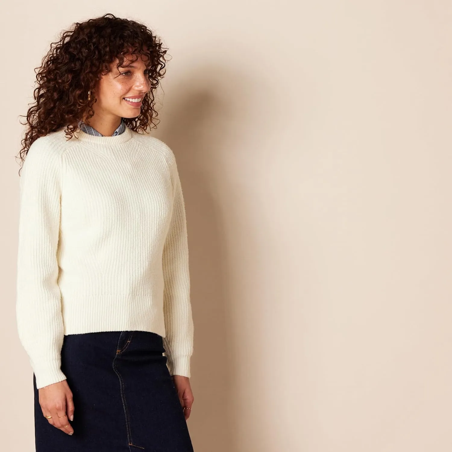 Amazon Essentials Ribbed Long Sleeve Sweaters for Women, Crewneck