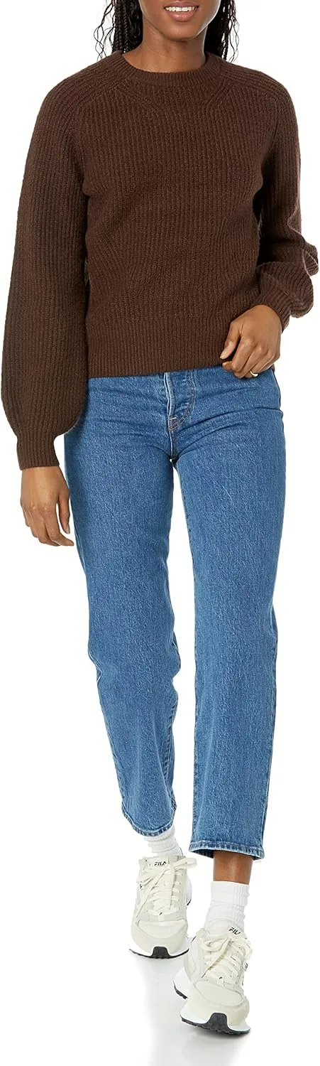 Amazon Essentials Ribbed Long Sleeve Sweaters for Women, Crewneck