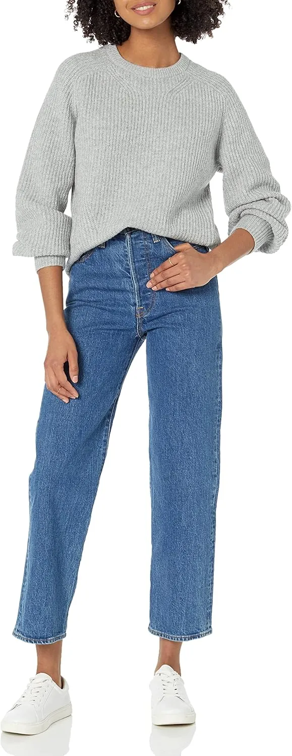 Amazon Essentials Ribbed Long Sleeve Sweaters for Women, Crewneck