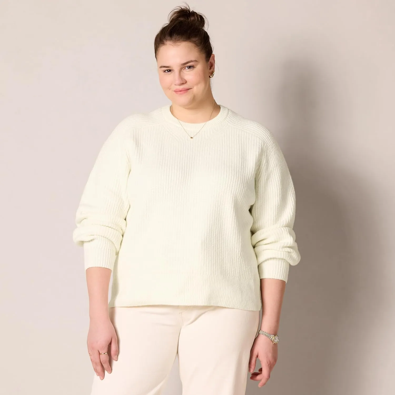 Amazon Essentials Ribbed Long Sleeve Sweaters for Women, Crewneck