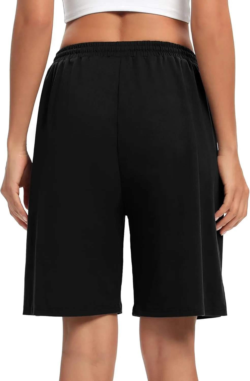 ASIMOON Womens Bermuda Shorts Lounge Athletic Shorts Loose Running Shorts Casual Long Yoga Shorts with Pockets
