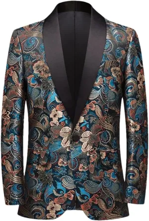 Blazer Men's European American Style Embroidered Nightclub Party Emcee Slim Fit Suit Jacket