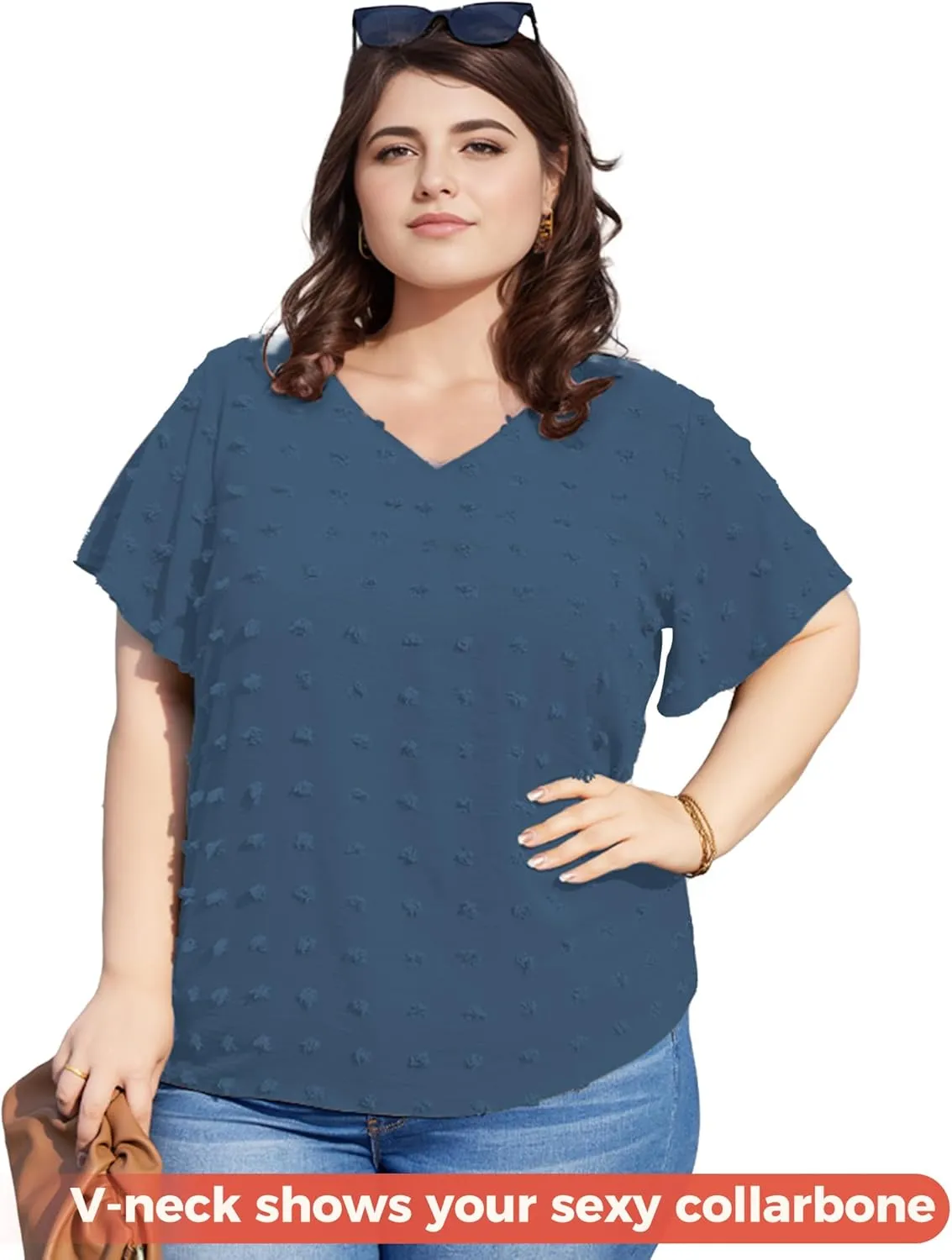 Blouses for Women Dressy Casual V Neck Ruffle Short Sleeve Flowy Tops Cute Summer Shirts Professional Business Tunic