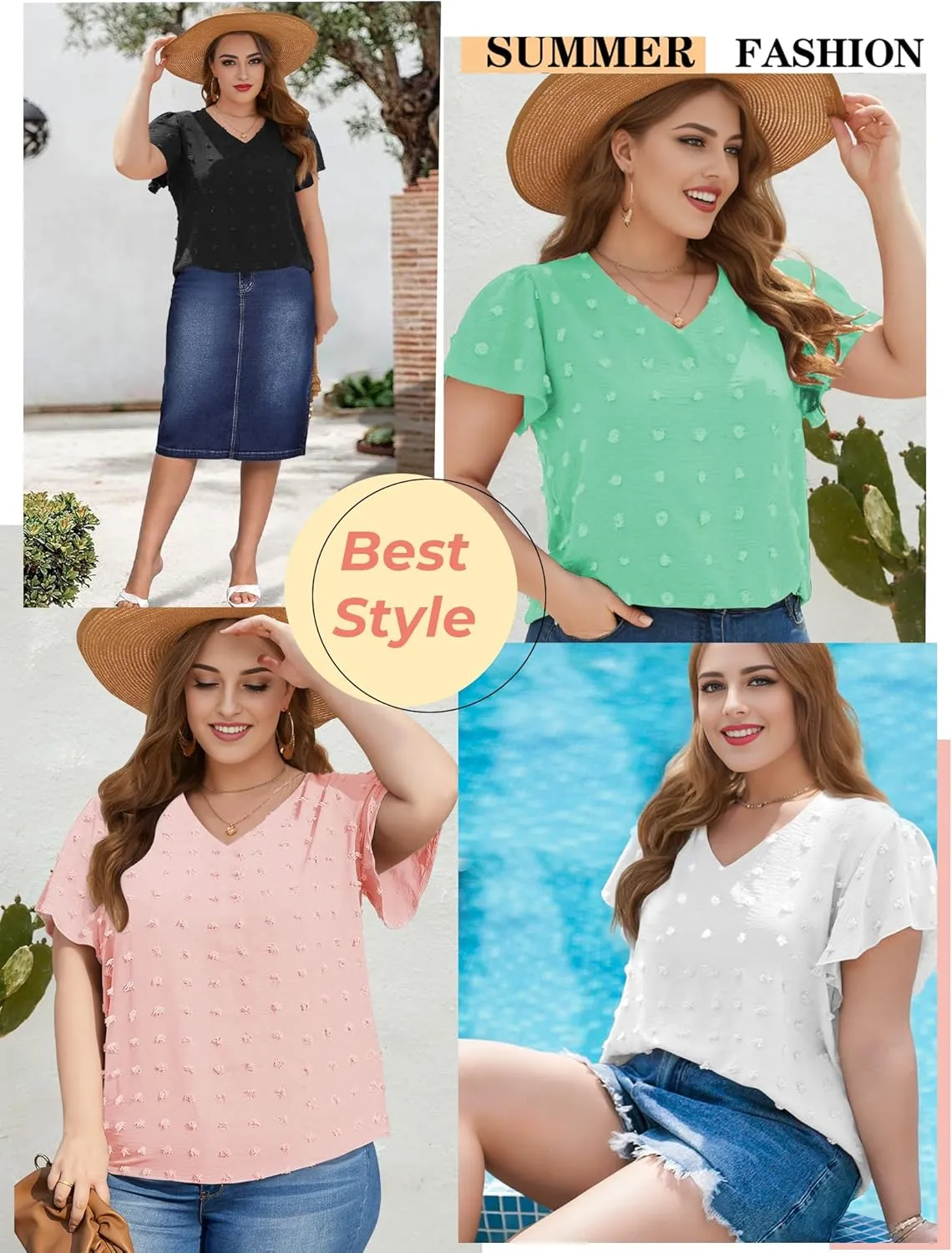 Blouses for Women Dressy Casual V Neck Ruffle Short Sleeve Flowy Tops Cute Summer Shirts Professional Business Tunic