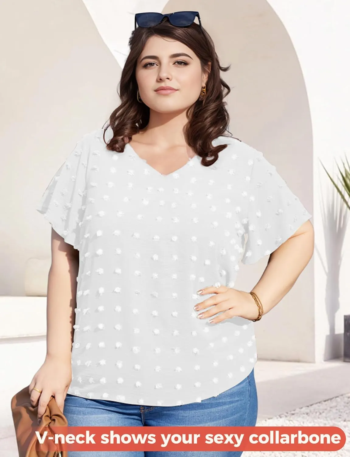 Blouses for Women Dressy Casual V Neck Ruffle Short Sleeve Flowy Tops Cute Summer Shirts Professional Business Tunic