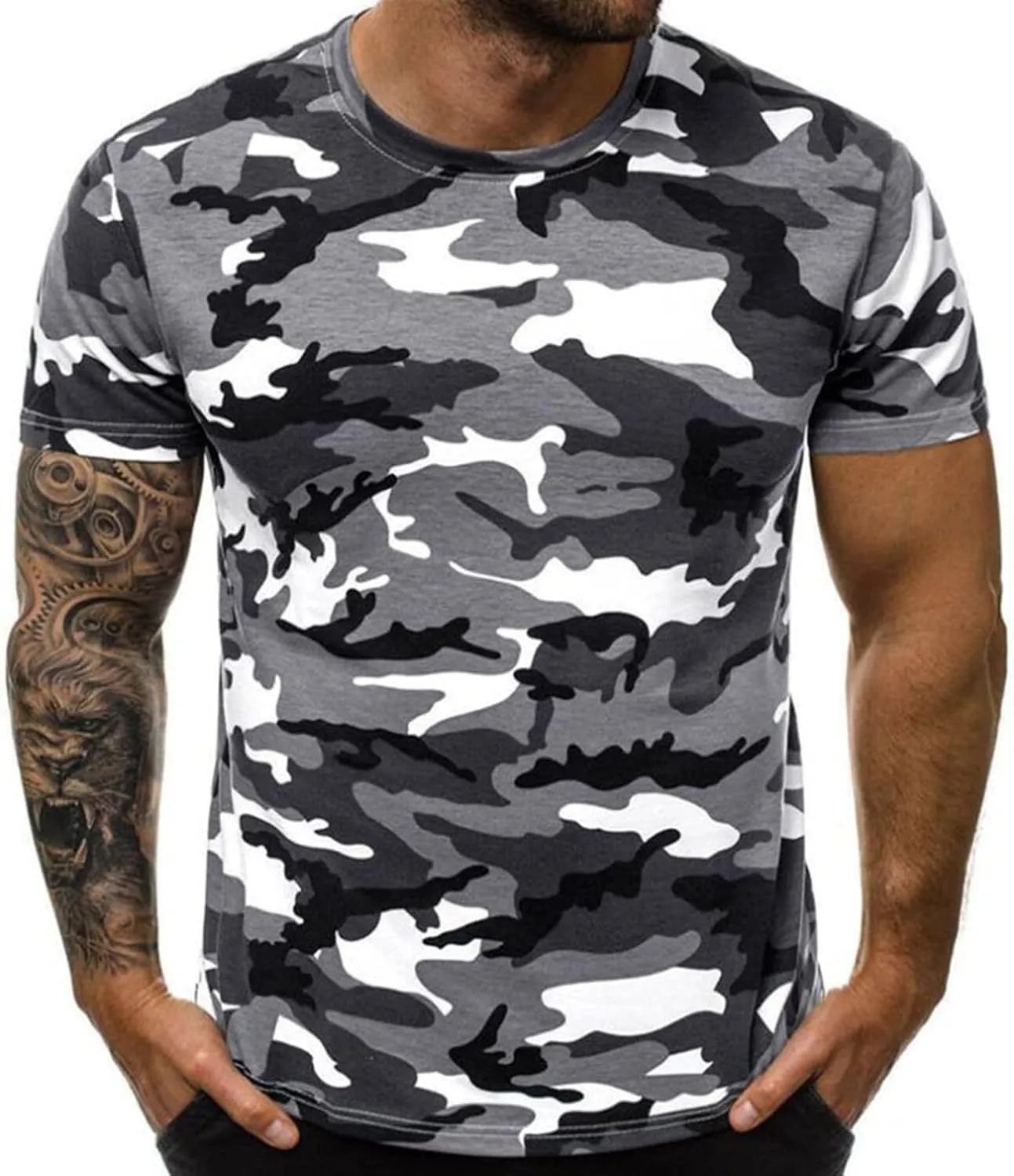 Casual Summer Camouflage Short Sleeve Shirt Plus Size Outdoor Fashion Tees Trendy Blouse T Shirt