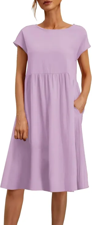 Casual Summer Dresses for Women 2025,Women's T Shirt Dress Boho Dresses Beach Vacation Plus Size Short Sleeves Dress