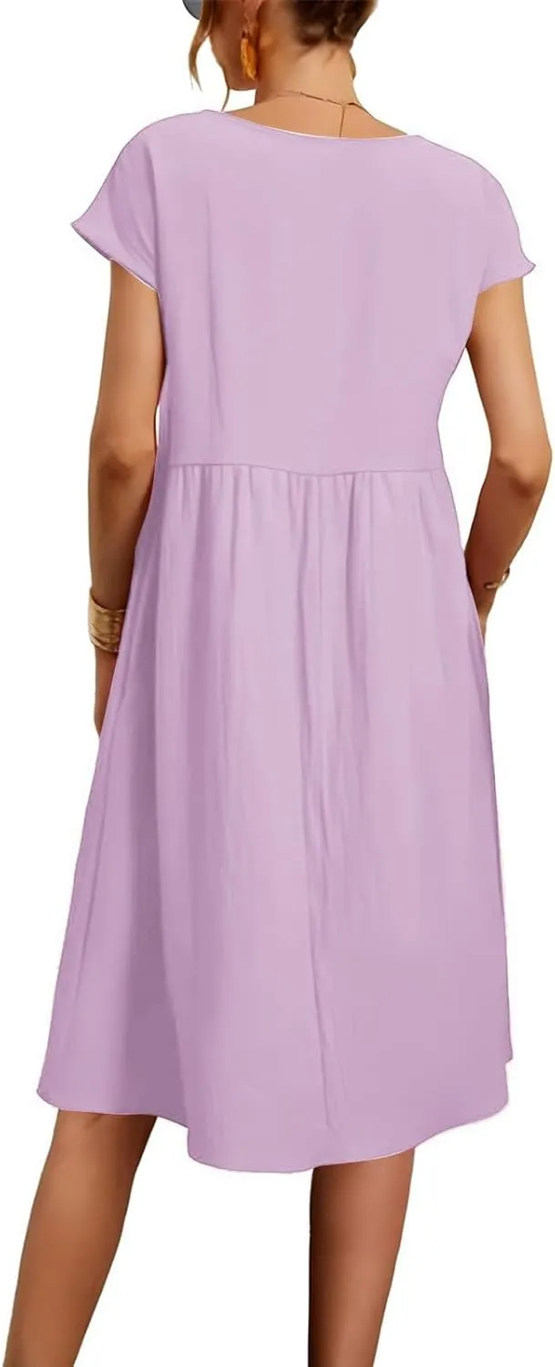 Casual Summer Dresses for Women 2025,Women's T Shirt Dress Boho Dresses Beach Vacation Plus Size Short Sleeves Dress