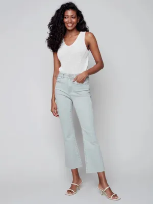 Charlie B Bootcut Twill Pants with Raw Hem Basil - C5403-618A