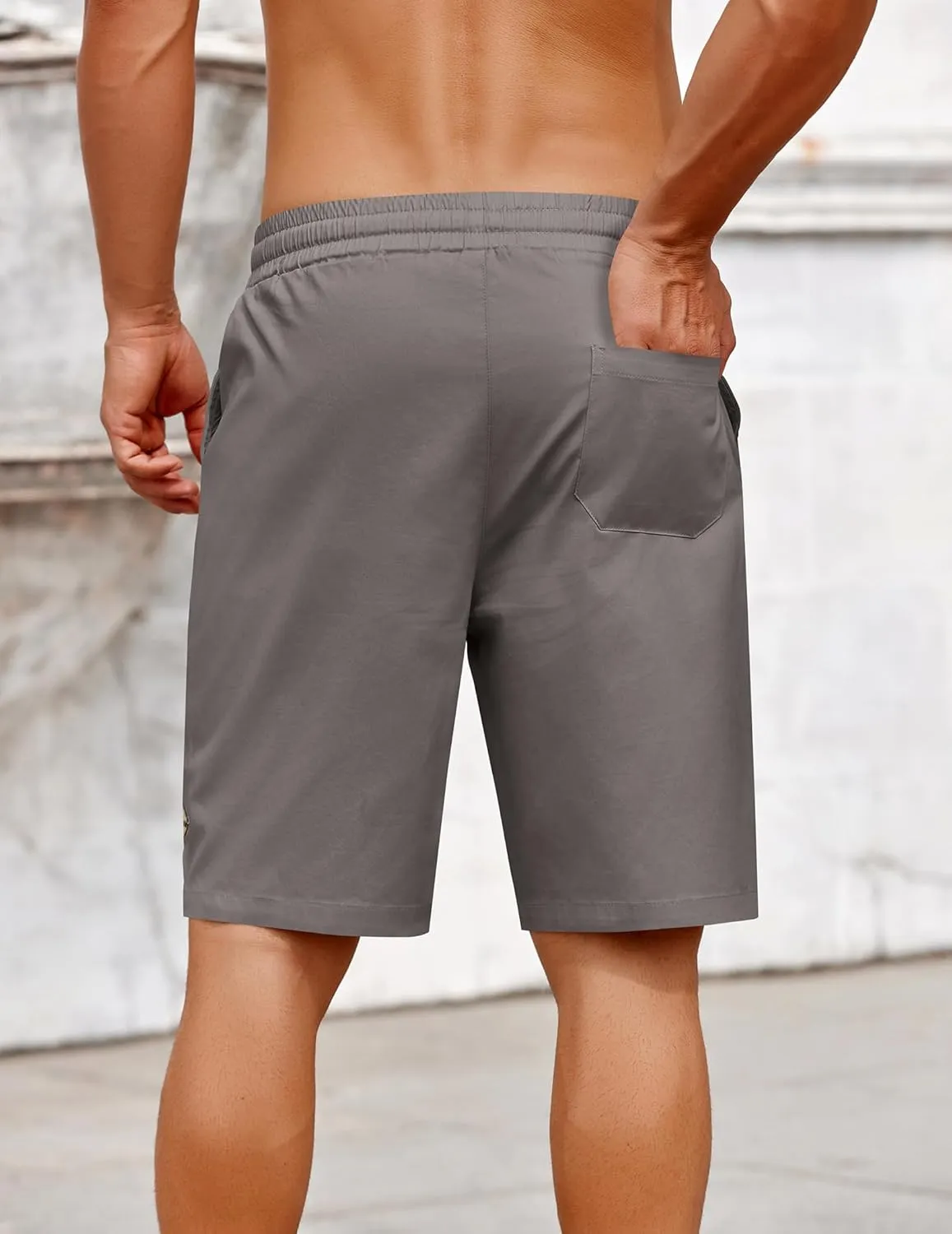 COOFANDY Mens Casual Shorts Cotton Elastic Drawstring Shorts Summer Beach Chino Shorts