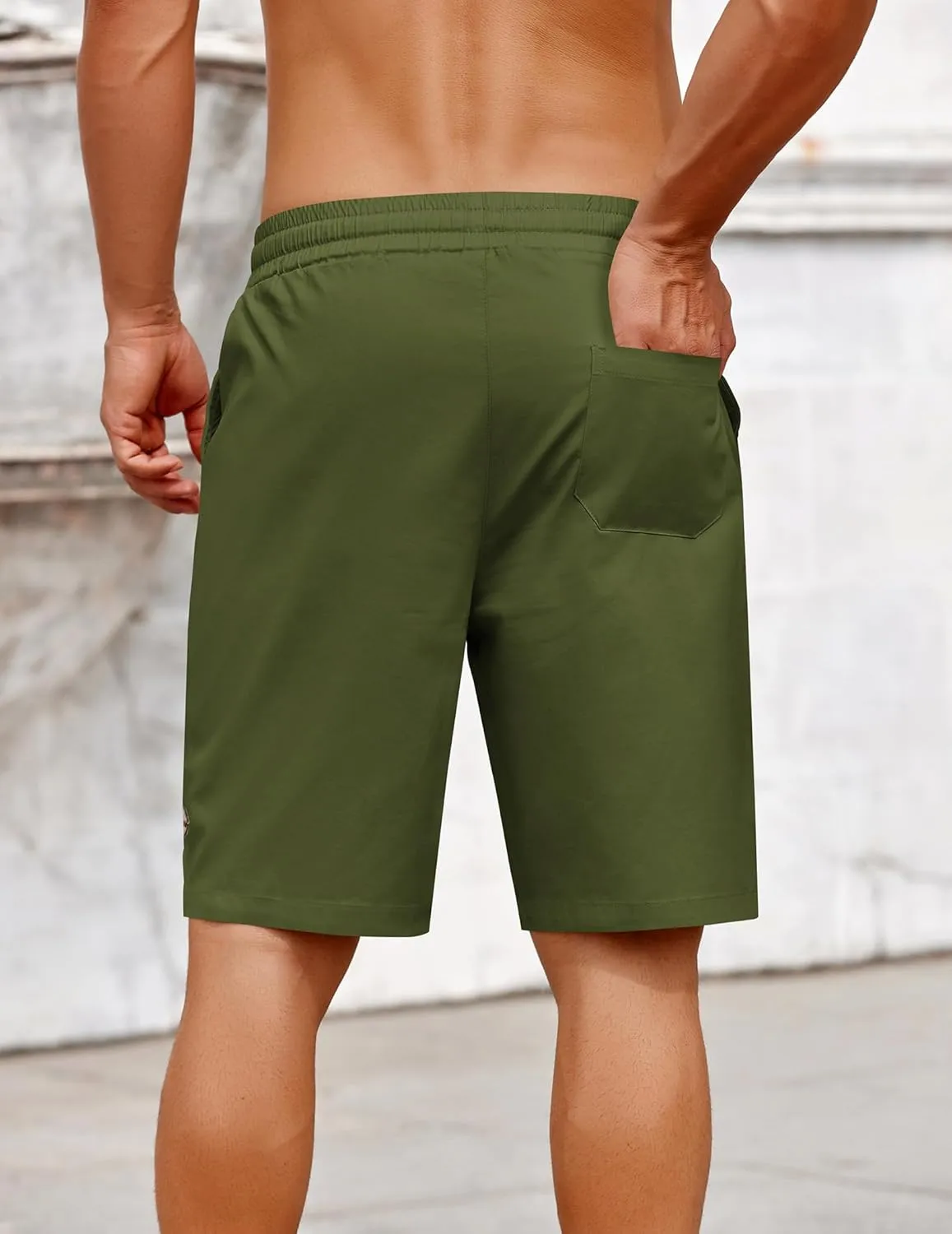 COOFANDY Mens Casual Shorts Cotton Elastic Drawstring Shorts Summer Beach Chino Shorts