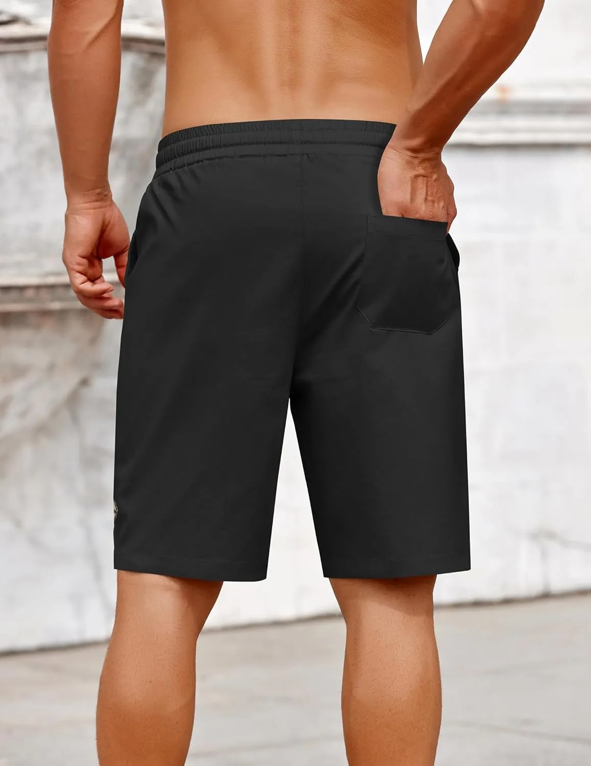 COOFANDY Mens Casual Shorts Cotton Elastic Drawstring Shorts Summer Beach Chino Shorts