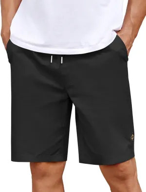 COOFANDY Mens Casual Shorts Cotton Elastic Drawstring Shorts Summer Beach Chino Shorts