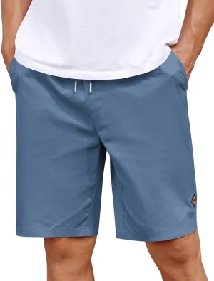 COOFANDY Mens Casual Shorts Cotton Elastic Drawstring Shorts Summer Beach Chino Shorts