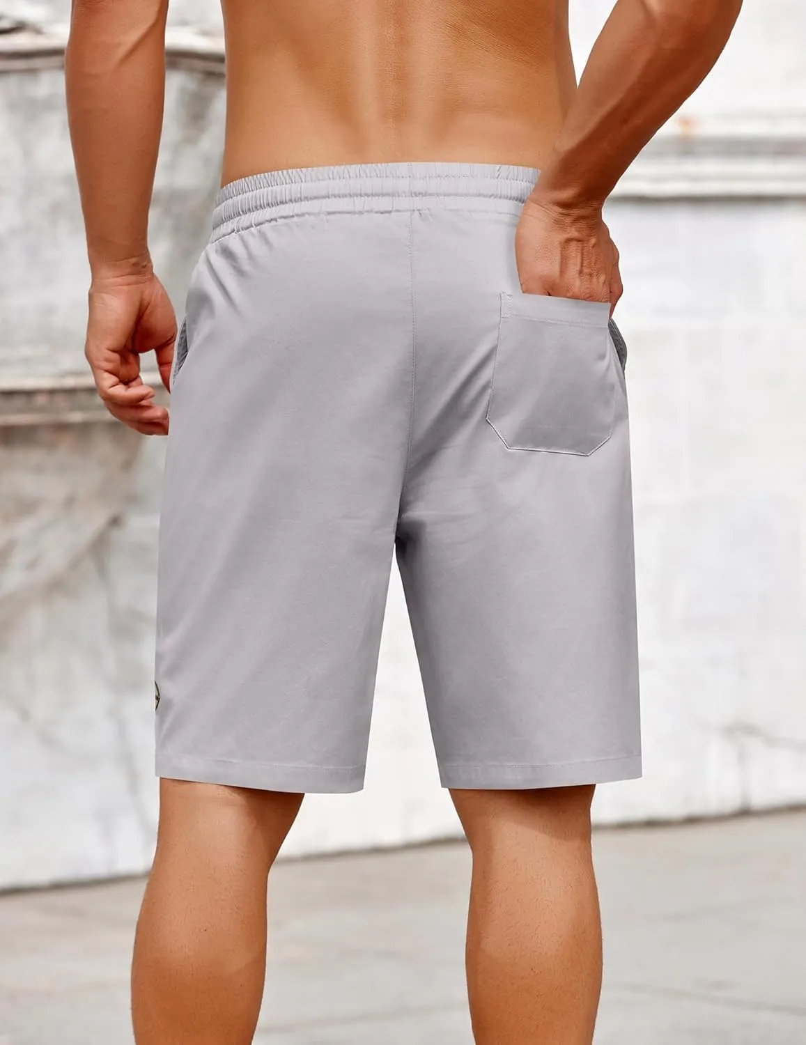 COOFANDY Mens Casual Shorts Cotton Elastic Drawstring Shorts Summer Beach Chino Shorts