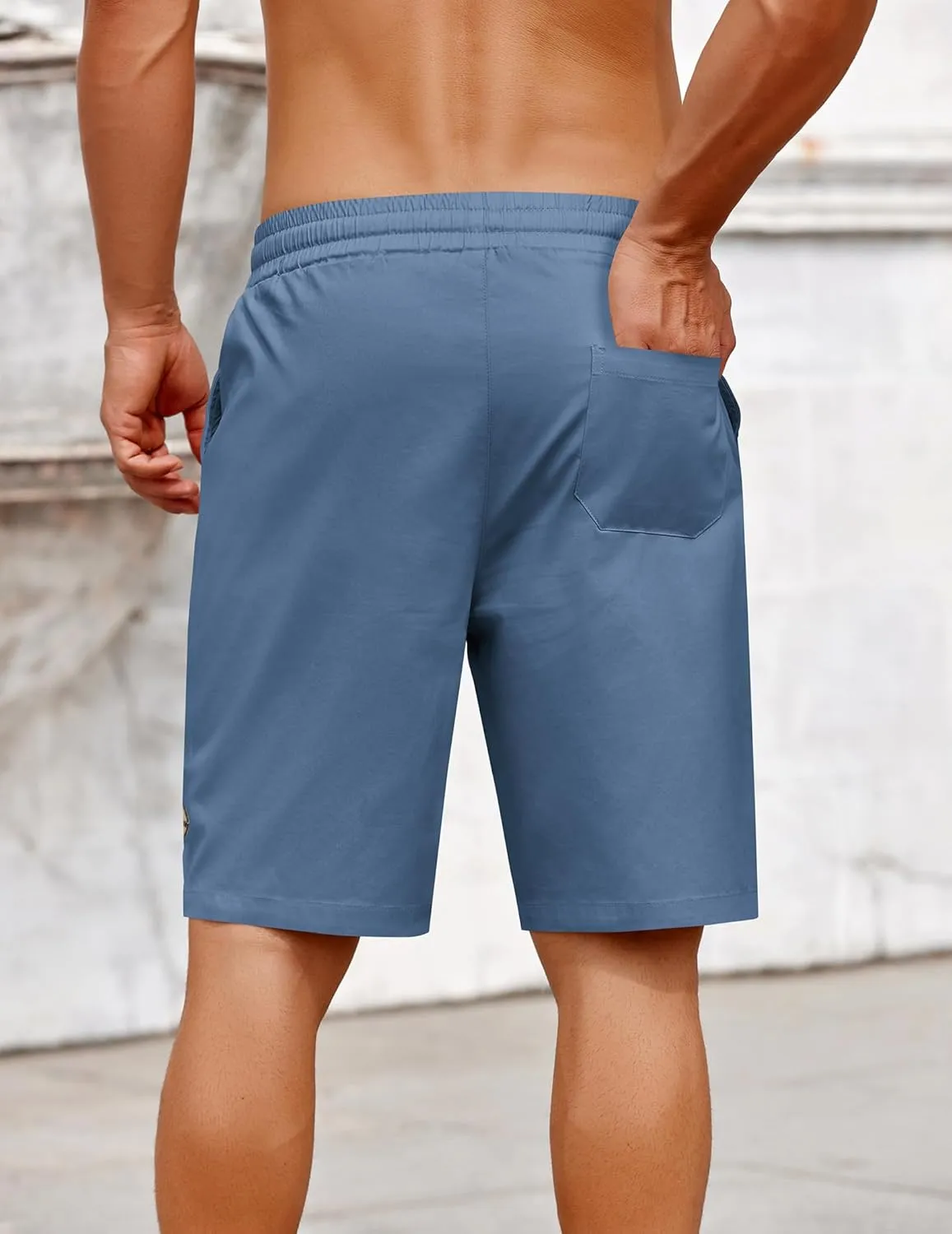 COOFANDY Mens Casual Shorts Cotton Elastic Drawstring Shorts Summer Beach Chino Shorts