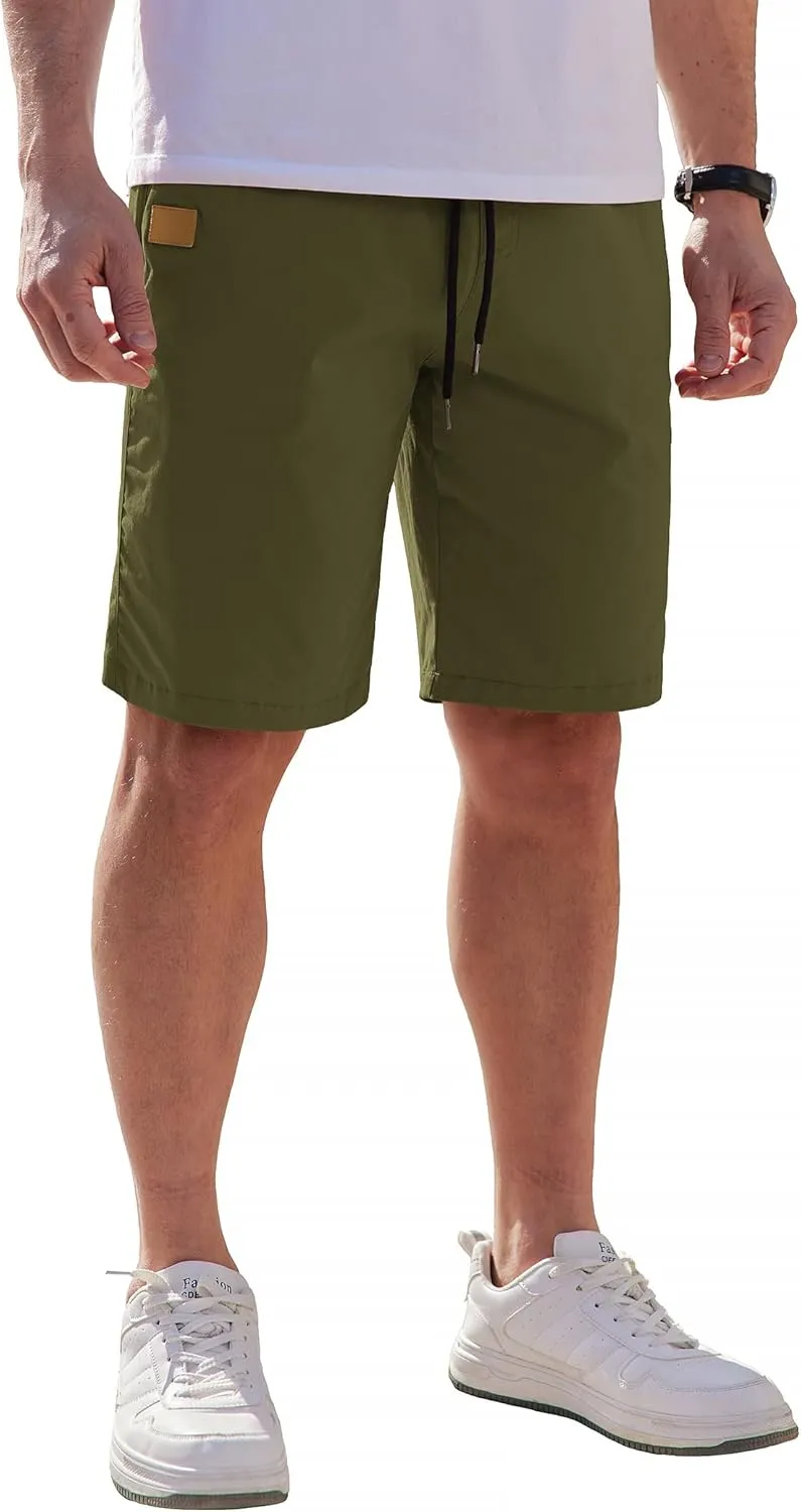 COOFANDY Mens Casual Shorts Cotton Elastic Waist Drawstring Shorts Lightweight Summer Beach Shorts