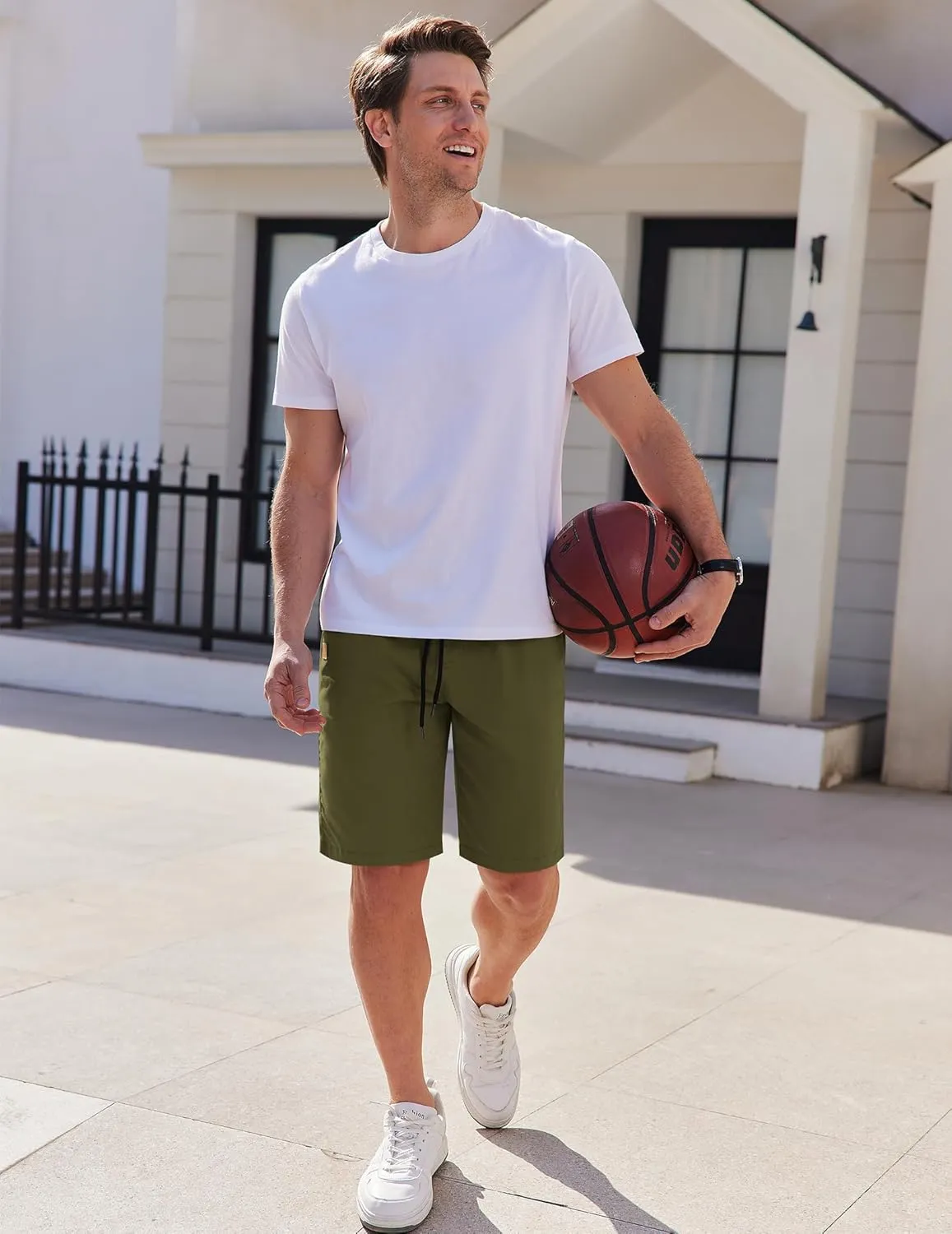 COOFANDY Mens Casual Shorts Cotton Elastic Waist Drawstring Shorts Lightweight Summer Beach Shorts