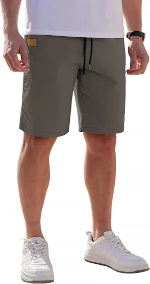 COOFANDY Mens Casual Shorts Cotton Elastic Waist Drawstring Shorts Lightweight Summer Beach Shorts