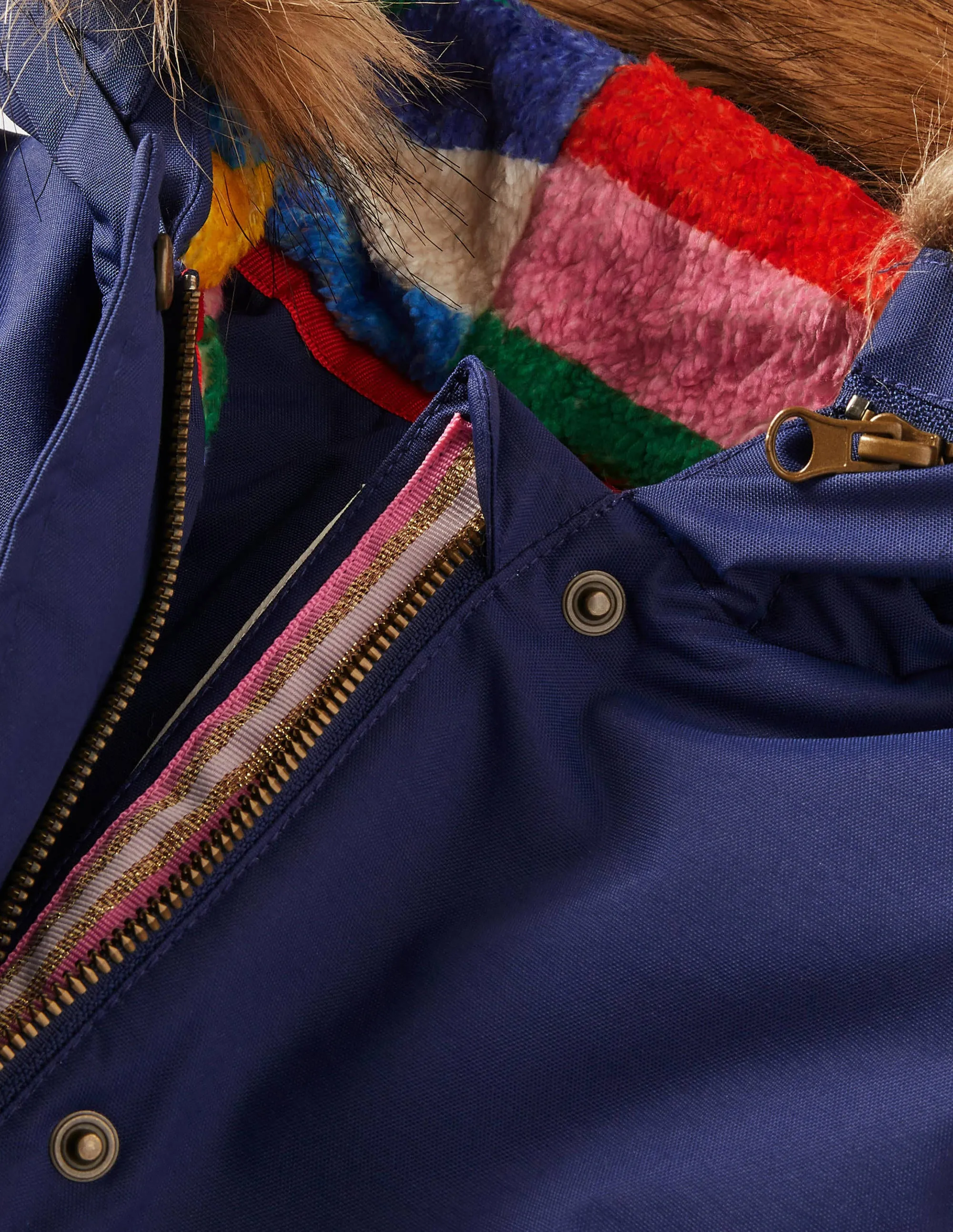 Cosy Waterproof Coat-College Navy Rainbow