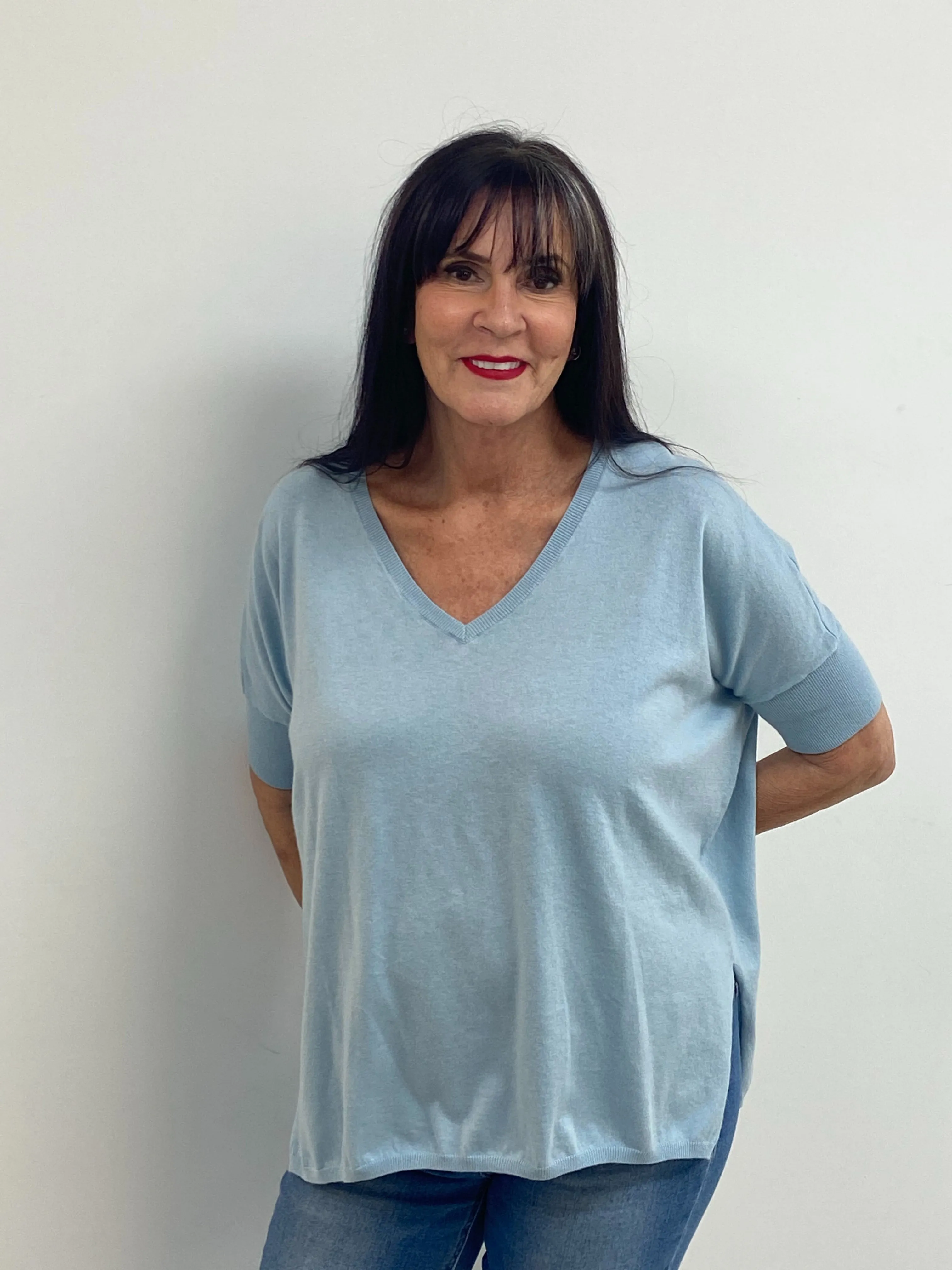 Cotton Cashmere V-neck Sweater