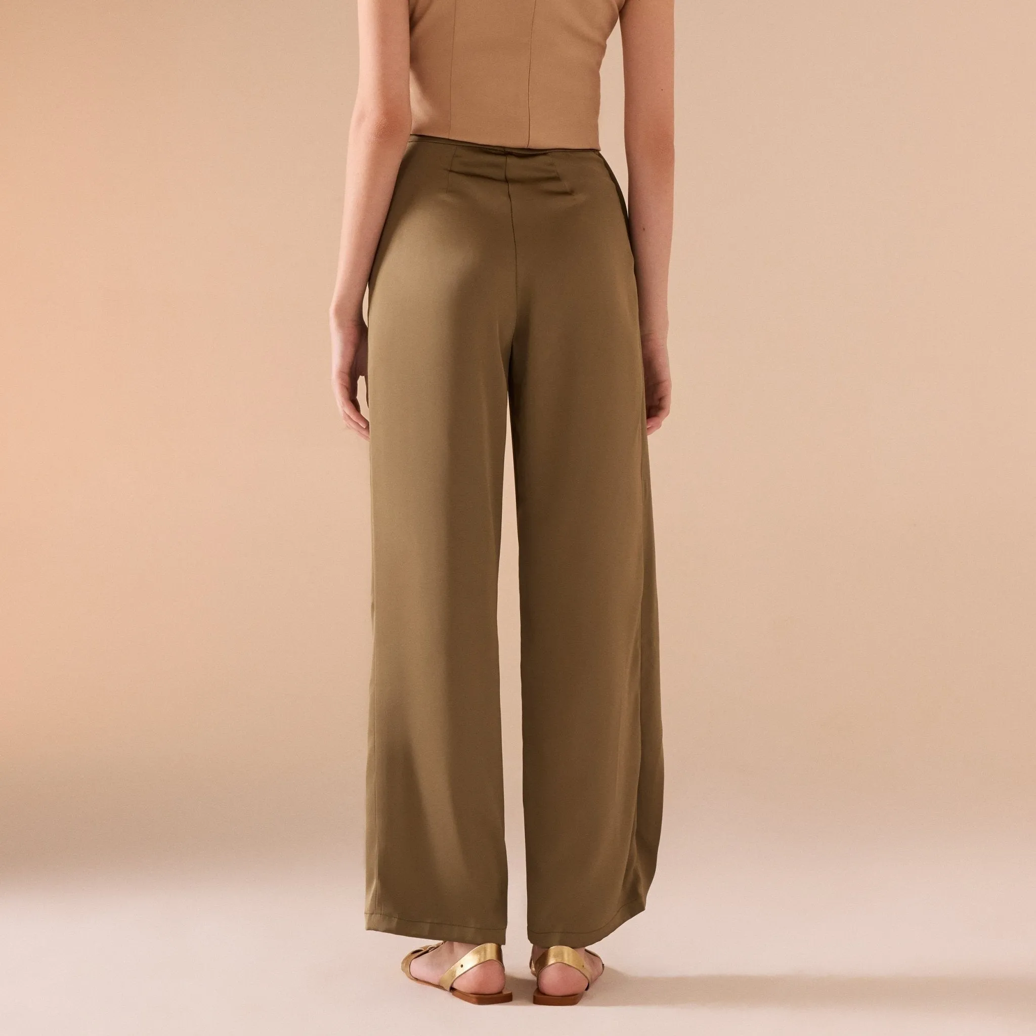 Crossed Hip Wide Leg Pants