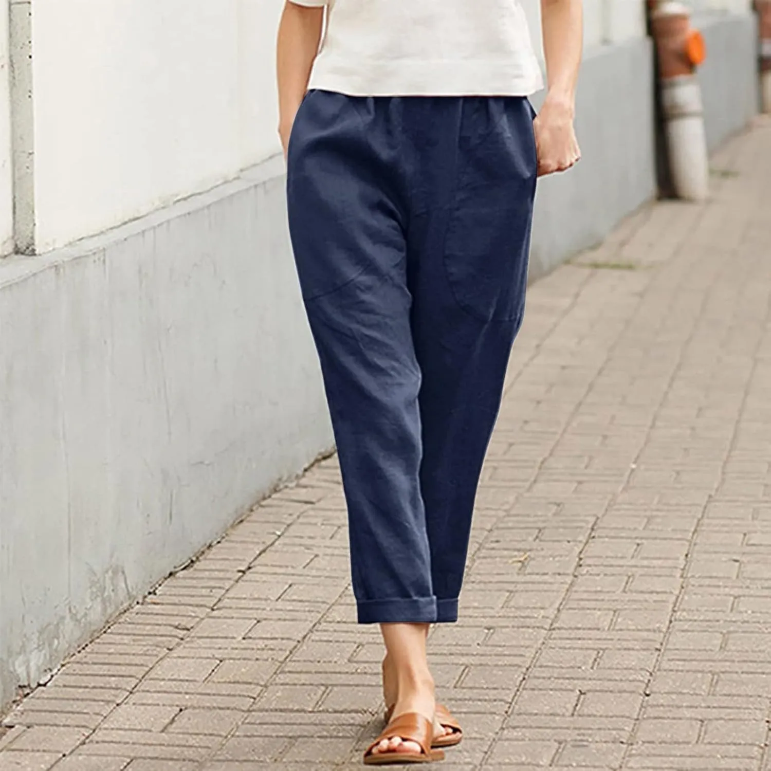 Denim Shorts Women Hole Shorts Summer Lightweight Lounge Shorts with Pocket Elastic Waist Casual Shorts Trousers