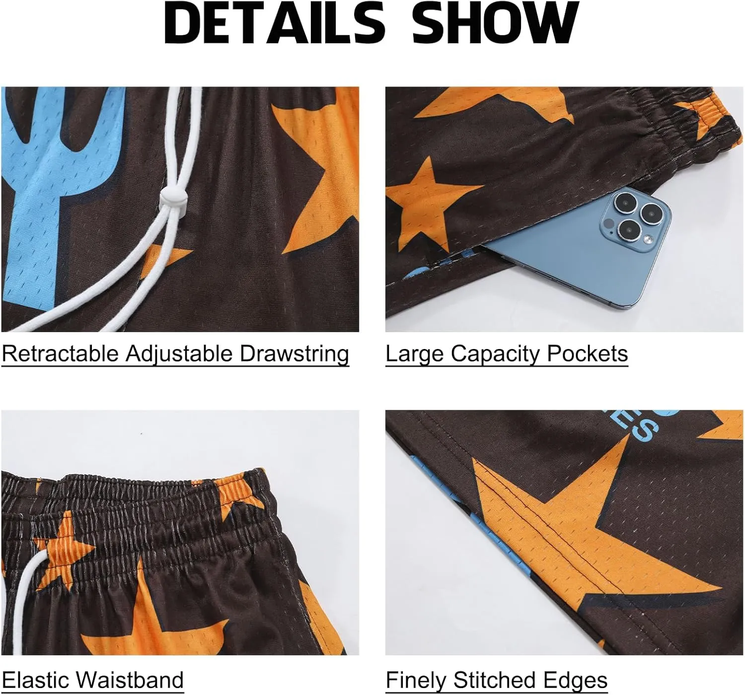 DIOTSR Mens Graphic Basketball Shorts Drawstring Running Workout Shorts Summer Cool Casual Shorts