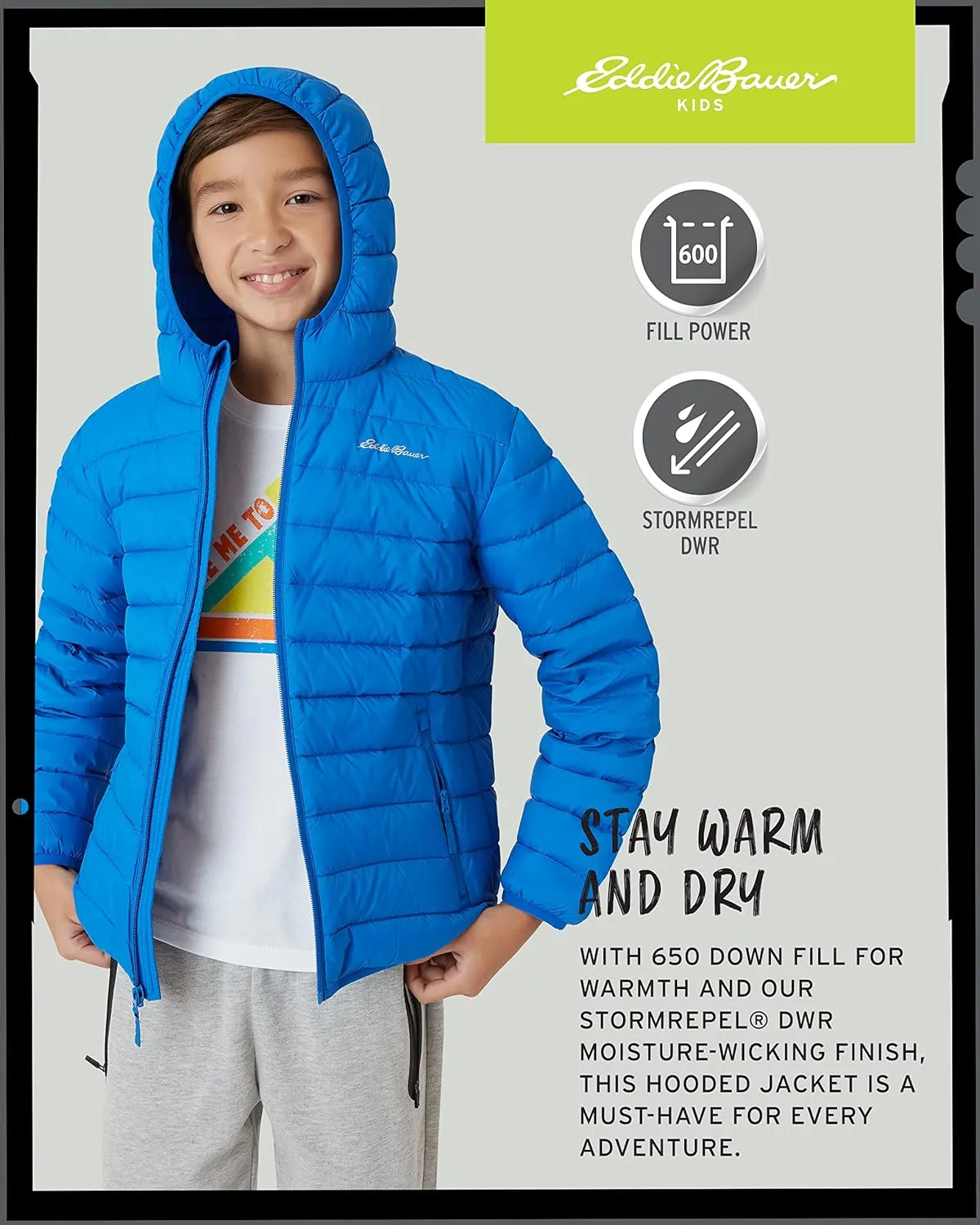 Eddie Bauer Boys' Jacket - CirrusLite Weather Resistant Down Coat for Boys - Insulated Quilted Bubble Puffer (3-20)