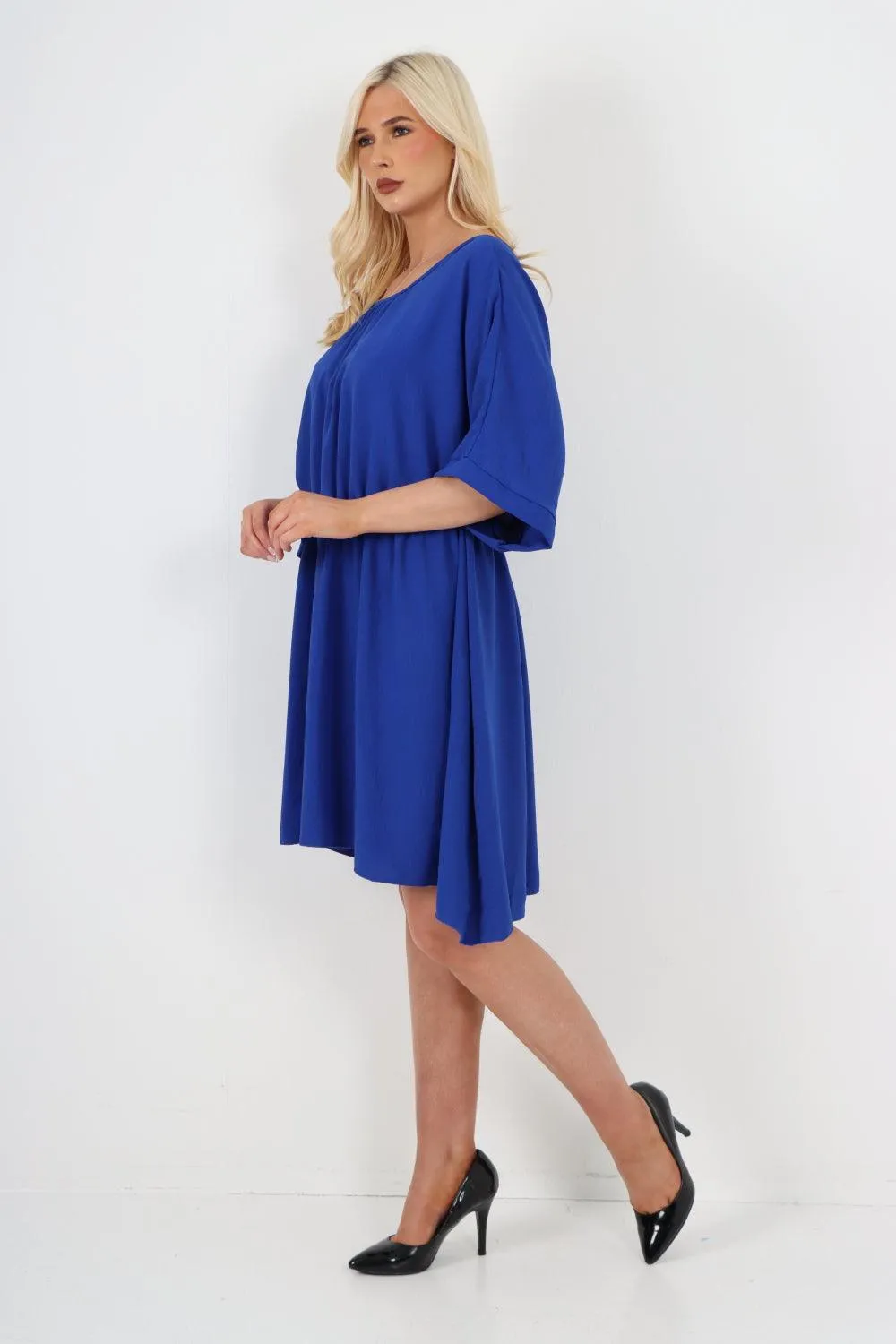 Elasticated Waist Back Open Tie Mini Dress