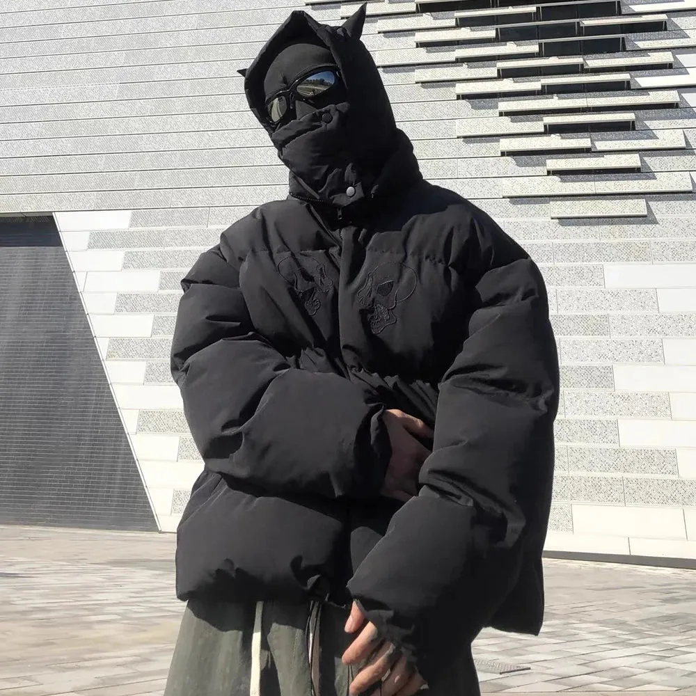 Embroidered Skull Jacket Top Men Hip Hop Parka Streetwear Little Devil Designer Hood Padded Jackets Coat Harajuku Winter Outwear