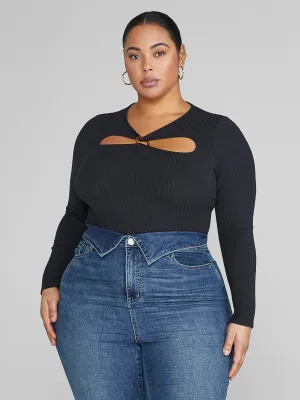 Fashion To Figure - Angie Ribbed Knit Cutout Top