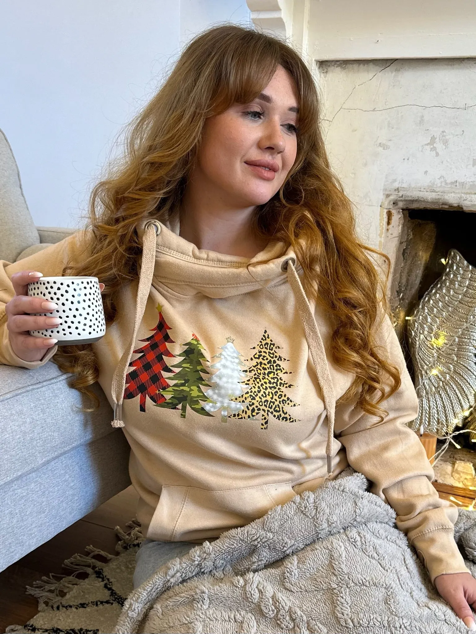 Festive Christmas Tree Forest Luxe Hoodie - Caramel