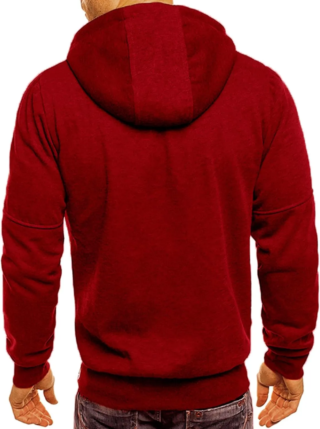 Fleece Hoodie for Men Full Zip Cardigan Sweatshirt Long Sleeve Drawstring Sweatshirt Slim Fit Fashion Coat Outwear