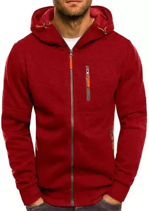 Fleece Hoodie for Men Full Zip Cardigan Sweatshirt Long Sleeve Drawstring Sweatshirt Slim Fit Fashion Coat Outwear