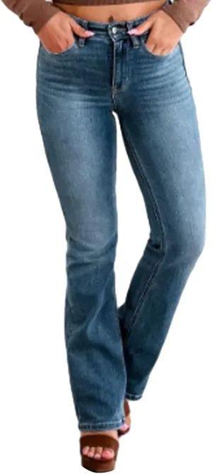 FZVYD Butt Lifting Bootcut Jeans Straight Leg Stretchy Curvy Tummy Control Trendy Denim Jeans High Waisted Slim Fit Jeans