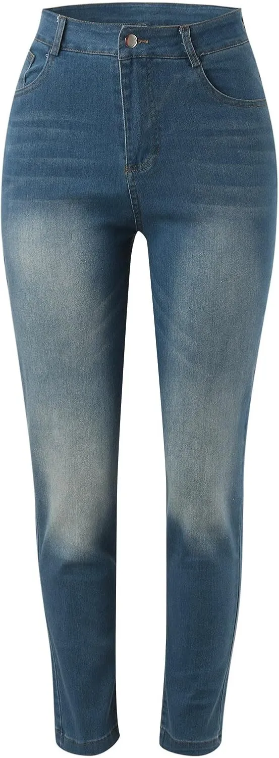FZVYD Butt Lifting Bootcut Jeans Straight Leg Stretchy Curvy Tummy Control Trendy Denim Jeans High Waisted Slim Fit Jeans
