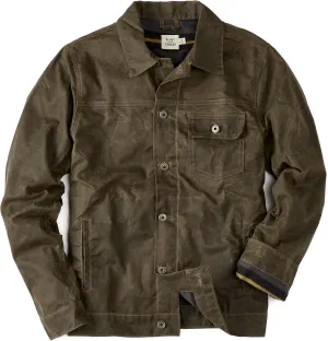 Huckberry Flint and Tinder Men's Flannel-Lined Waxed Trucker Jacket, Water & Weather Resistant Mens Jacket