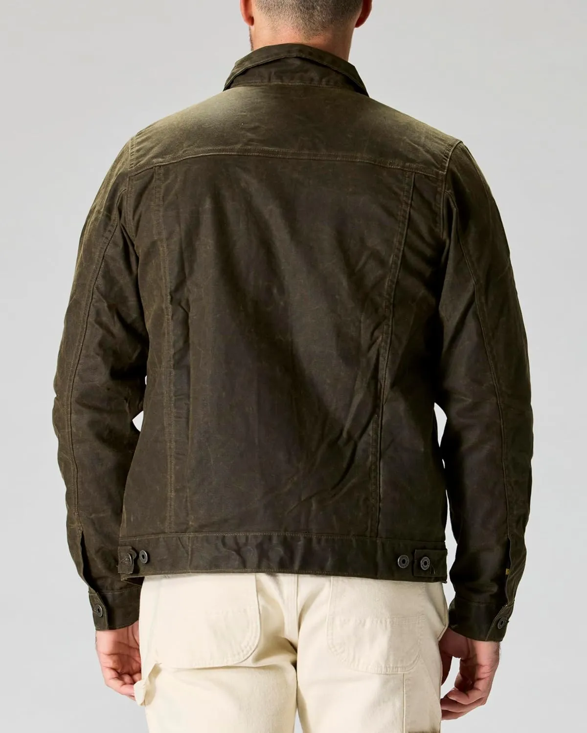 Huckberry Flint and Tinder Men's Flannel-Lined Waxed Trucker Jacket, Water & Weather Resistant Mens Jacket
