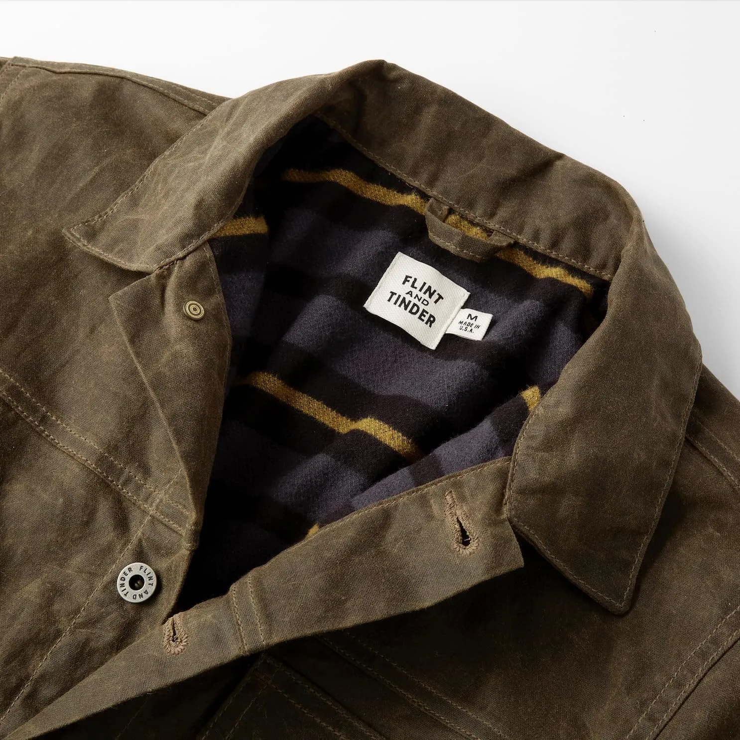 Huckberry Flint and Tinder Men's Flannel-Lined Waxed Trucker Jacket, Water & Weather Resistant Mens Jacket