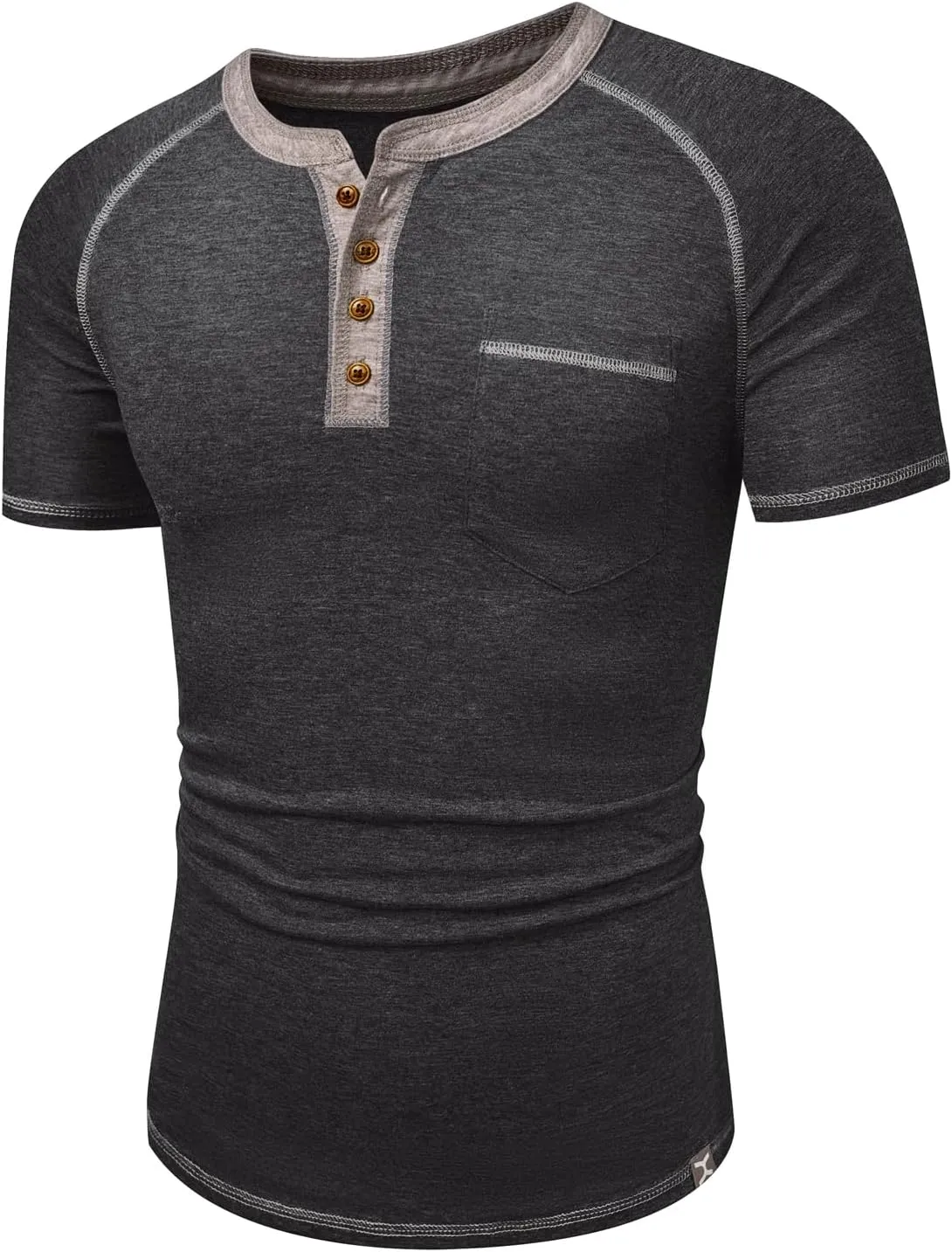 JMIERR Men's Henley Long/Short Sleeve T-Shirt Stretch Cotton Casual Pullover Tee Shirts with Pockets