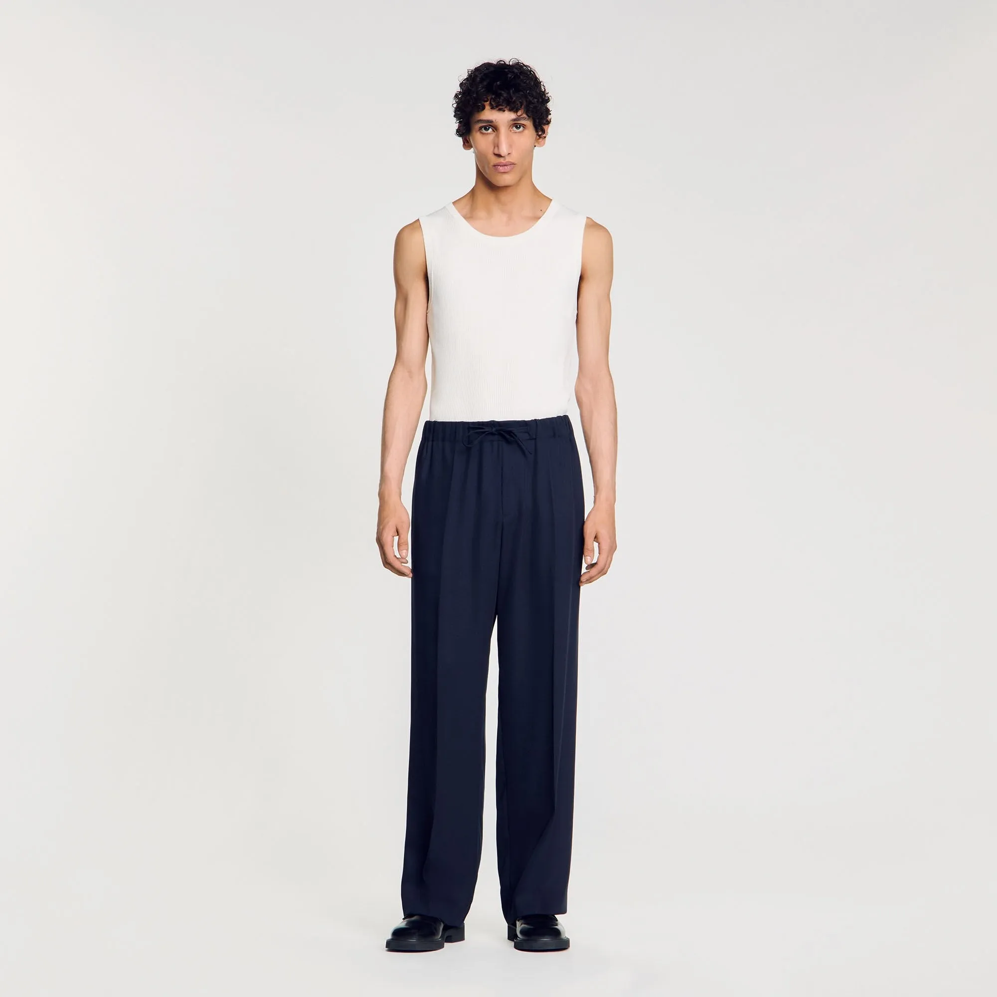 Jogging Large Elasticated Wide-Leg Trousers Midnightblue