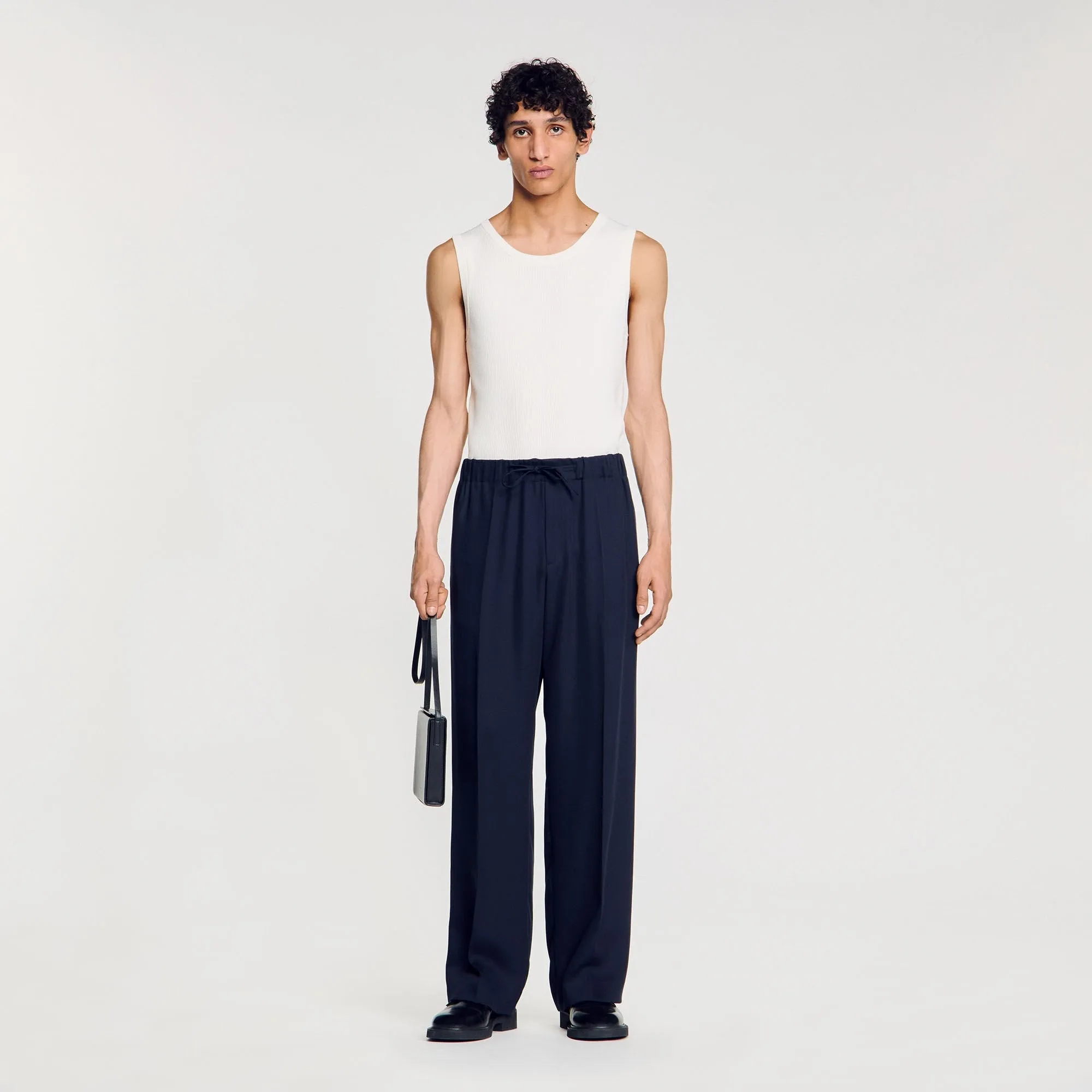 Jogging Large Elasticated Wide-Leg Trousers Midnightblue